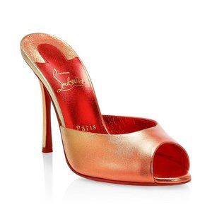 Christian Louboutin Dolly Metallic Leather Mules * SEXY *